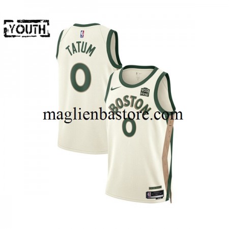 Maglia NBA Boston Celtics Jayson Tatum 0 2023-2024 Nike City Edition Bianco Swingman - Bambino